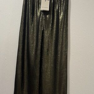 Charli All Saints Sequin Wide Leg Olive Green Pants Size 4 New with Tags NWT